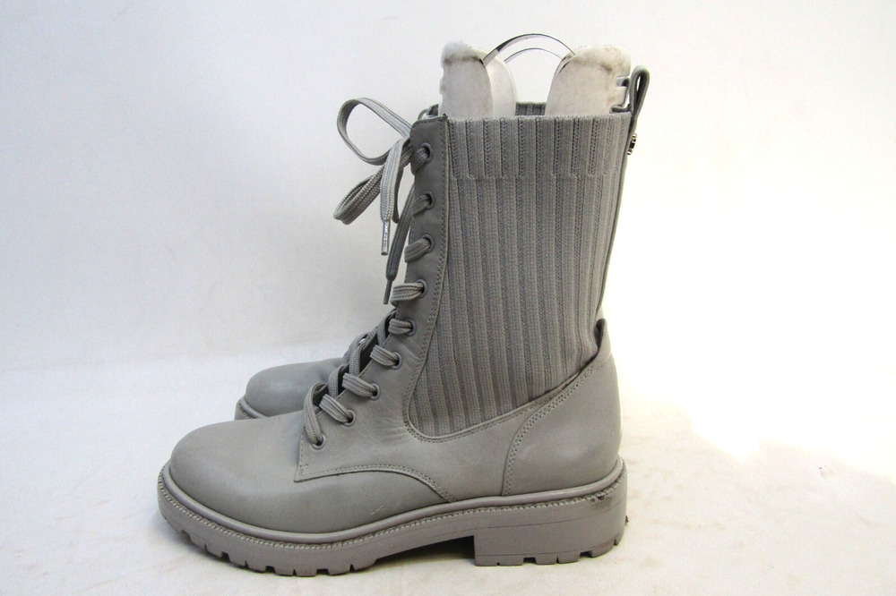 Sam Edelman Womens Sz 7.5 M Gray Leather Lace Up High Ankle Fashion Boots Bootie